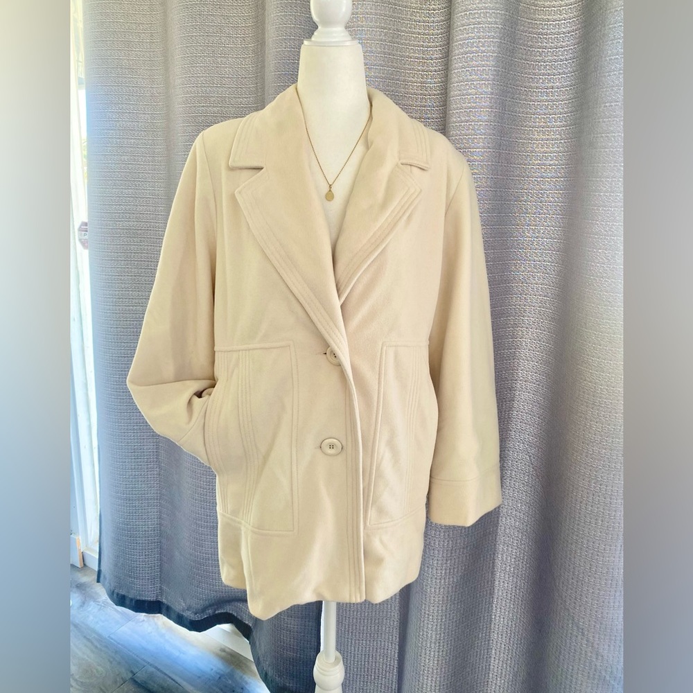 Vintage Juli De Roma Size Large Cream Polyester Women's Coat
